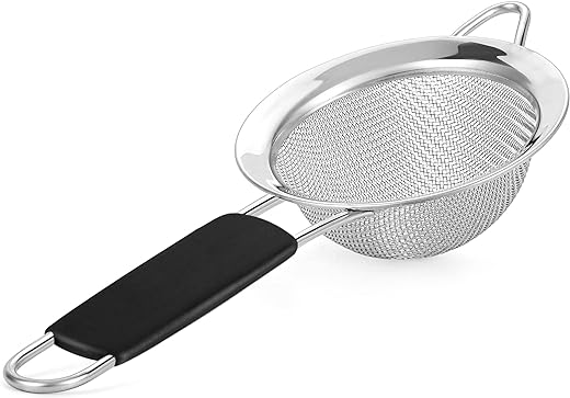 Kafoor Fine Mesh Strainer - 3.4 Inch Round Sieve - Tea Strainers for Loose Tea, Coffee Strainer, Food Strainer, Juice Strainer, and Much More!